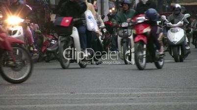 Motorcycles in intersection, Hanoi, Vietnam