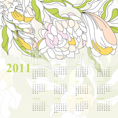 Decorative calendar with flowers for 2011