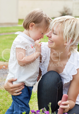 Glowing mother and her daughter