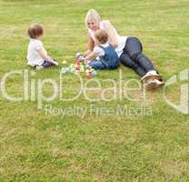 Smiling mother having fun with her kids