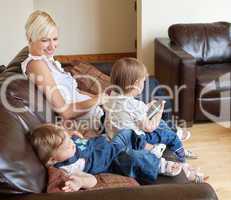 Family sitting on the couch