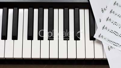 Piano keyboard and notes