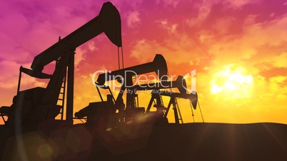 Oil pumps at sunset