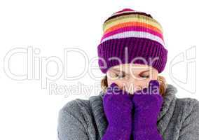 Freeze woman with gloves and a hat