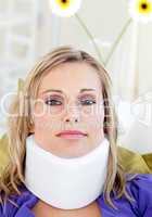 Portrait of a woman with a neck brace