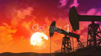 Oil pumps at sunset