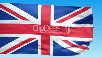 Seamless loop waving Great Britain flag