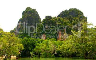 High cliffs on the tropical island