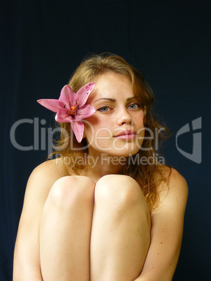 girl with a lily in hairs