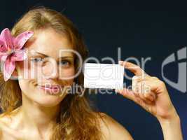 girl with a business card