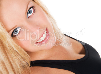 Blond blue eyed fitness girl