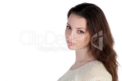 Fashion model posing on a white background