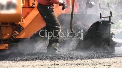 Asphalt road crew and work