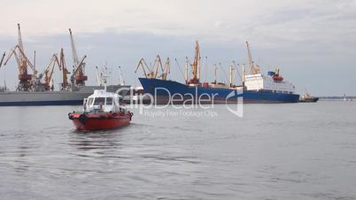 Rescue boat in port  (Full HD)