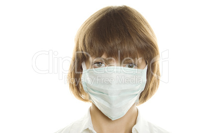 Woman With Flu Mask