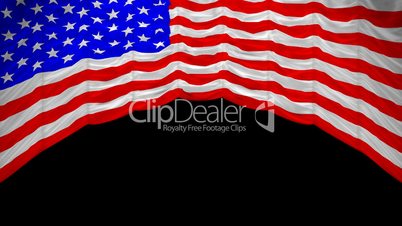 USA Flag curtain up. Alpha channel is included