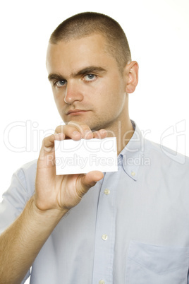 Businessman showing a business card