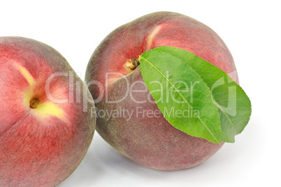 Two peaches isolated on white