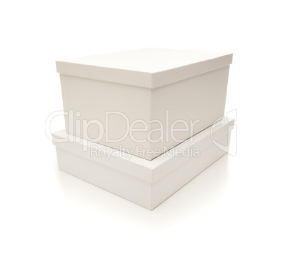 Stacked White Boxes with Lids Isolated on Background