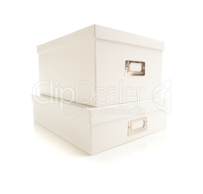 Stacked White File Boxed Isolated on Background