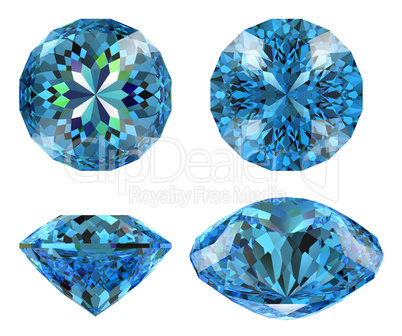 Blue diamond 16 star cut isolated