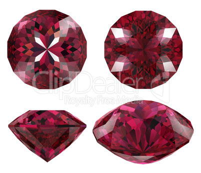 Ruby cut jewel isolated
