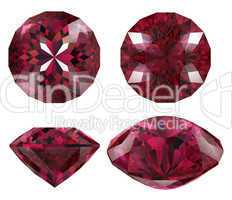 Ruby cut jewel isolated
