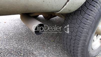 Clouds Of Exhaust Billow From A Diesel Truck Tailpipe