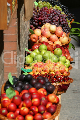 Fruit for Sale In Baskets at an Outdoor Market