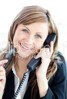 Portrait of a caucasian businesswoman on the phone
