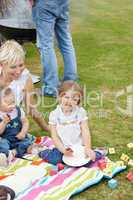 Caucasian family having a picnic together