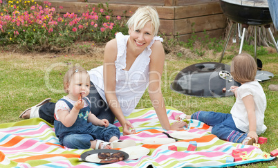 Mother and daughter having a picnic together