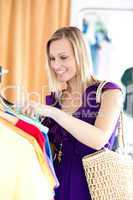 Caucasian woman is doing shopping