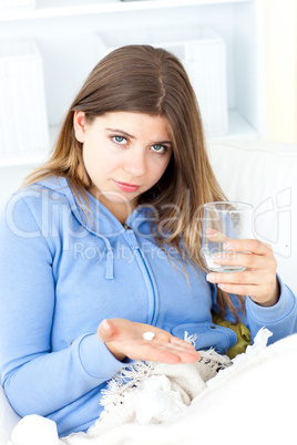 Diseased woman sitting at home