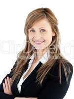 Confident young businesswoman looking at the camera