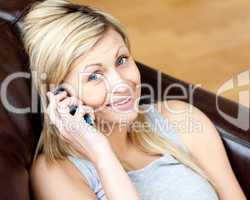 Lively woman using a phone