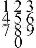 3d black numbers with reflection
