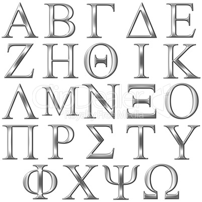 3D Silver Greek Alphabet