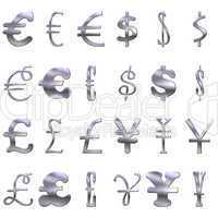 3D Eccentric  Silver Currency Symbols
