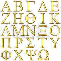 3D Golden Greek Alphabet