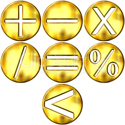 3D Golden Math Symbols