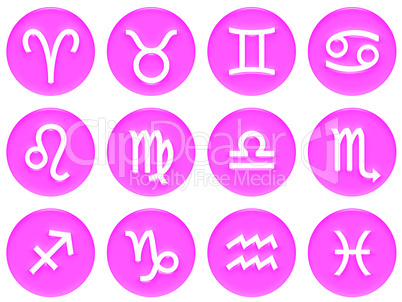 3D Pink Framed Zodiac Signs