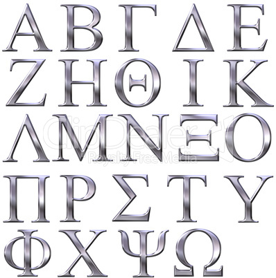 3D Silver Greek Alphabet