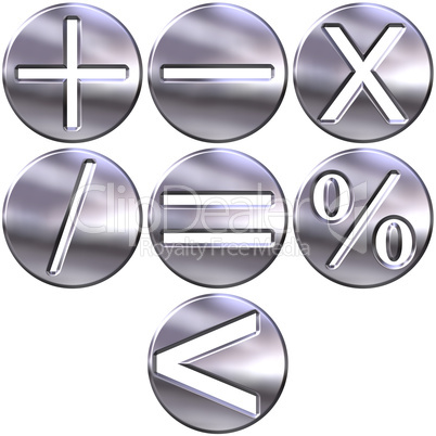 3D Silver Math Symbols