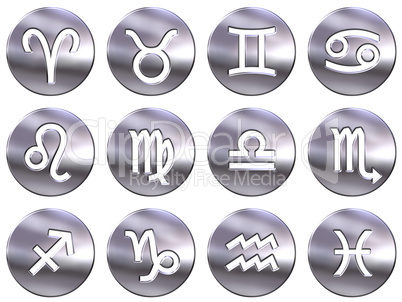 3D Silver Zodiac Signs