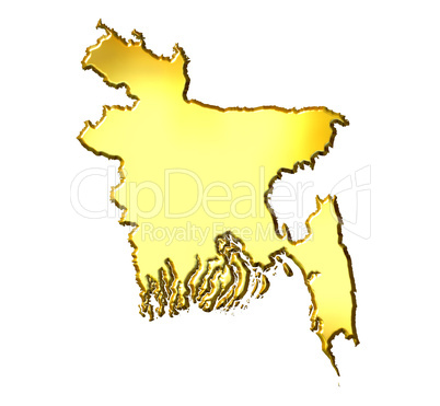 Bangladesh 3d Golden Map