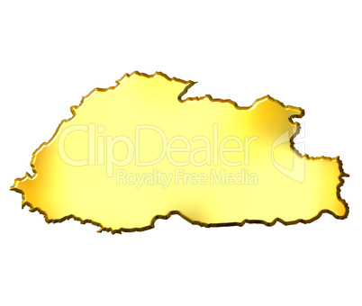 Bhutan 3d Golden Map