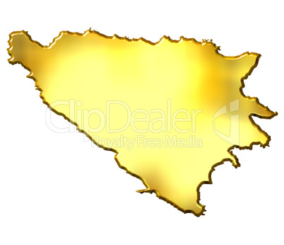 Bosnia and Herzegovina 3d Golden Map