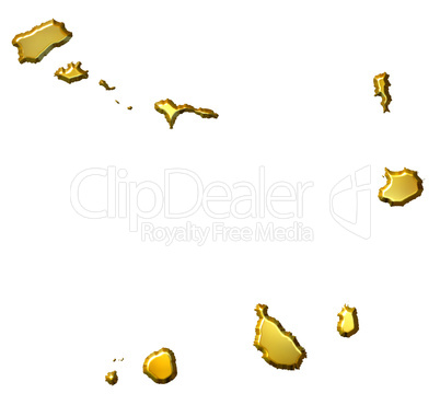 Cape Verde 3d Golden Map
