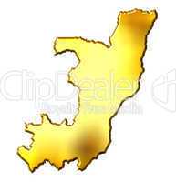 Congo Republic of 3d Golden Map